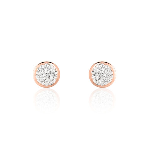 Boucles D'oreilles Puces Edmee Cercle 0 Or Rose Strass - Puces Femme | Marc Orian