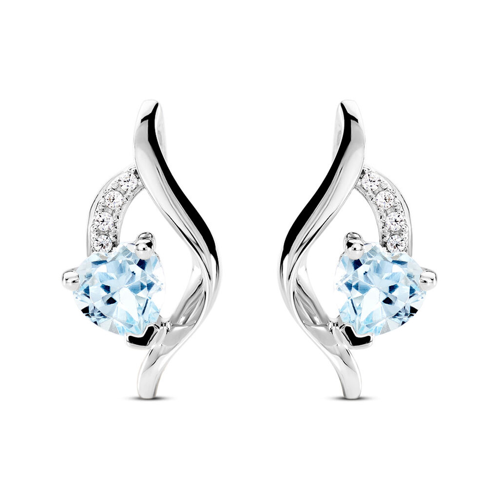 Boucles D'oreilles Puces Silucia Or Blanc Topaze Oxyde De Zirconium - Puces Femme | Marc Orian