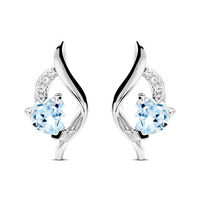 Boucles D'oreilles Puces Silucia Or Blanc Topaze Oxyde De Zirconium