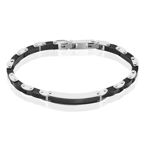 Bracelet Acier Blanc Et Noir Bois Noir Bugios - Bracelets chaînes Homme | Marc Orian