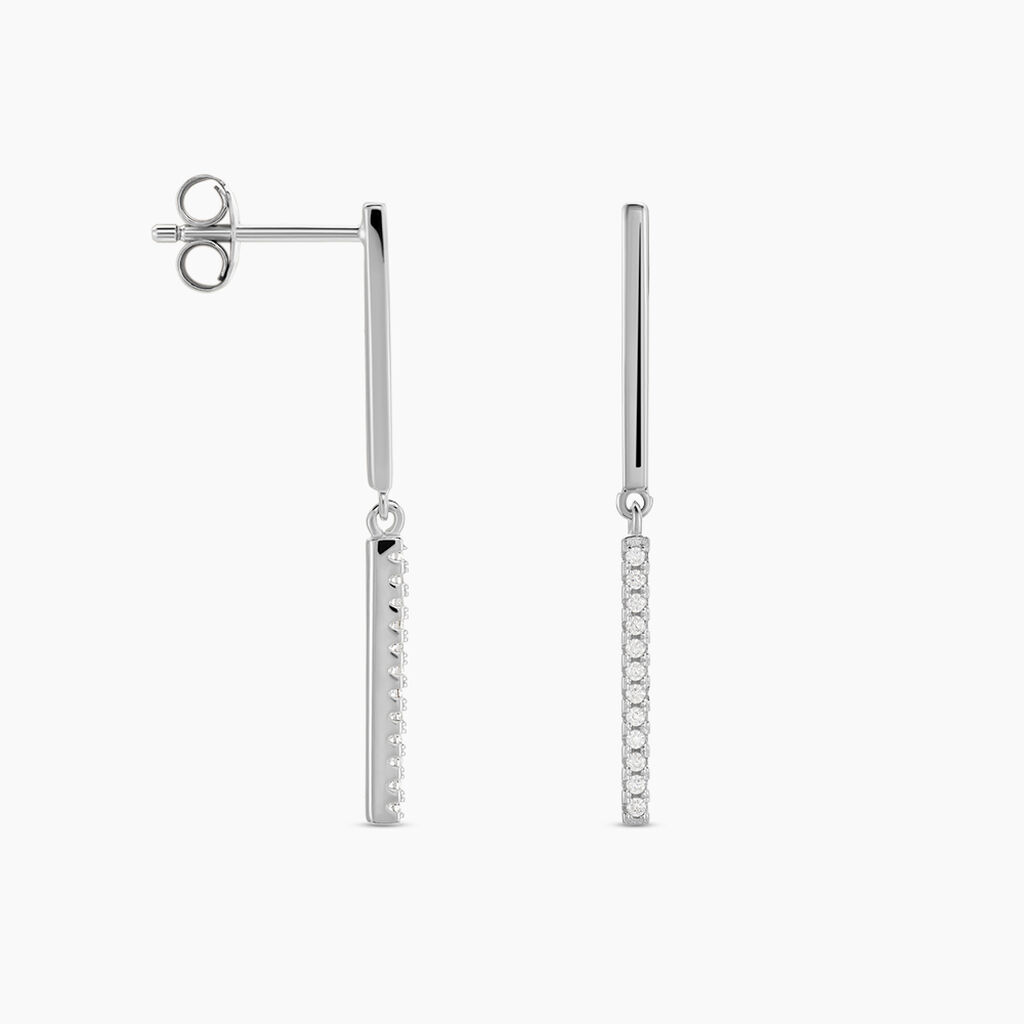 Boucles D'oreilles Pendantes Ilka Argent Blanc Oxyde De Zirconium - Pendantes Femme | Marc Orian