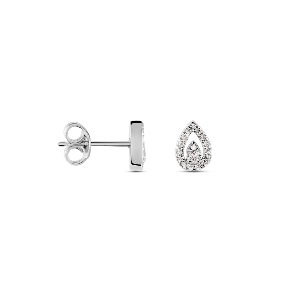 Boucles D'oreilles Puces Argent Blanc Grietje Oxydes De Zirconium - Puces Femme | Marc Orian