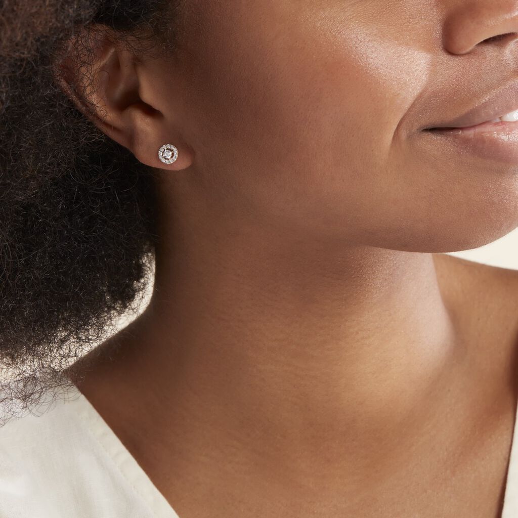 Boucles d'oreilles femme puces cercles plaque or jaune et oxydes - boucles-d -oreilles-plaque-or 