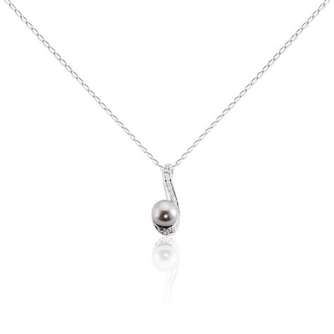 Collier Armance Argent Blanc Perle D'imitation Oxyde - Colliers avec pierres Femme | Marc Orian