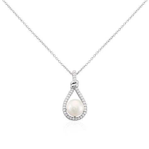 Collier Ghyslene Argent Blanc Perle De Culture Et Oxyde De Zirconium - Colliers avec pierres Femme | Marc Orian
