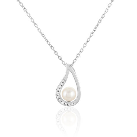 Collier Akiko Argent Blanc Perle De Culture Et Oxyde De Zirconium - Colliers avec pierres Femme | Marc Orian