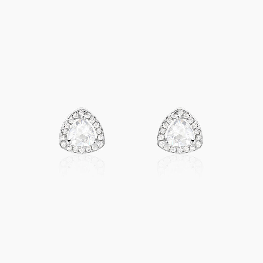 Boucles D'oreilles Puces Gorka Argent Blanc Oxyde De Zirconium - Puces Femme | Marc Orian