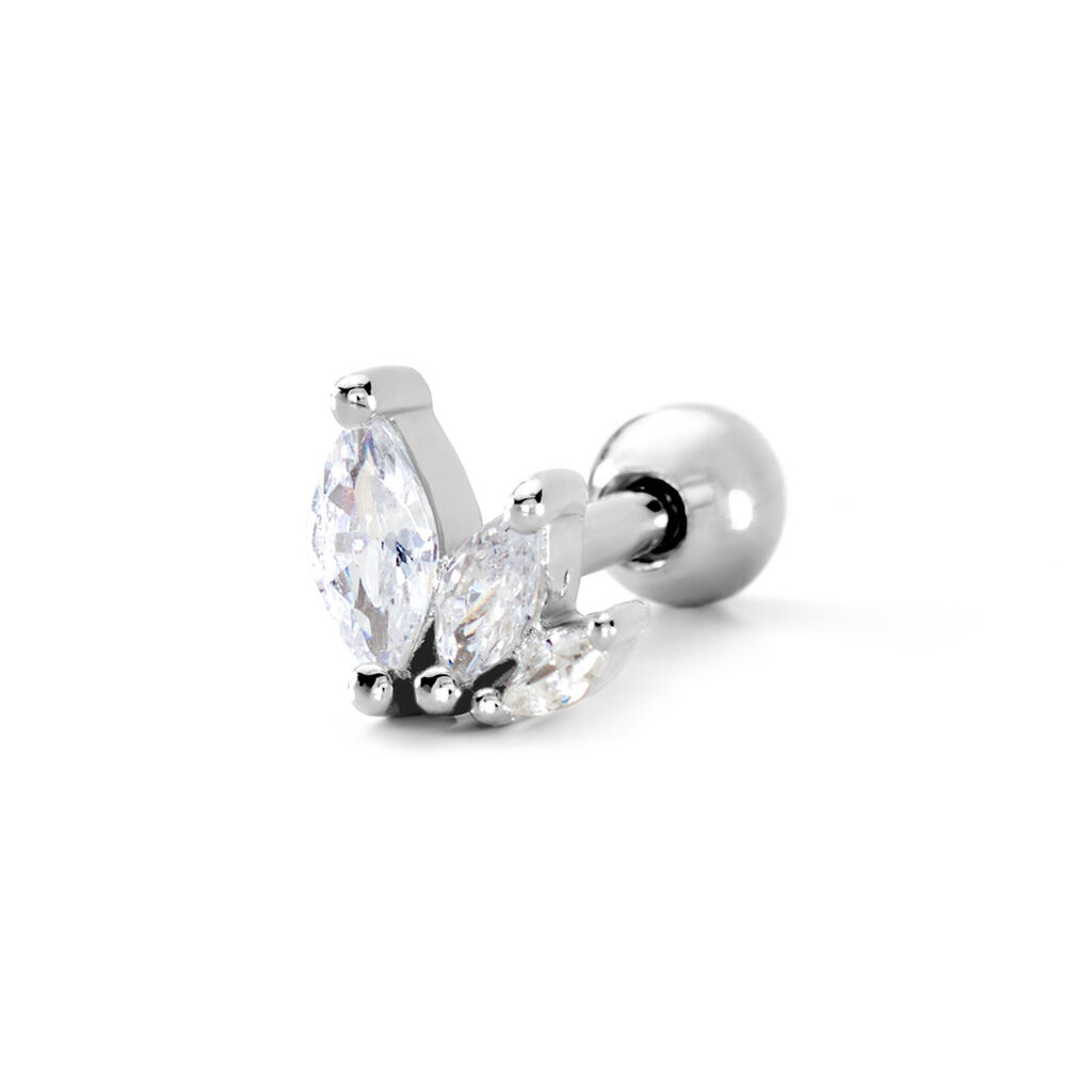 Piercing D'oreille Unitaire Verona Argent Blanc Oxyde De Zirconium - Piercings d'oreilles Femme | Marc Orian