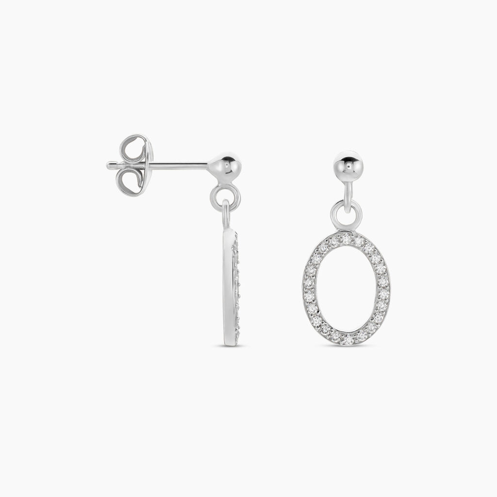 Boucles D'oreilles Pendantes Kimber Argent Blanc Oxyde De Zirconium - Pendantes Femme | Marc Orian