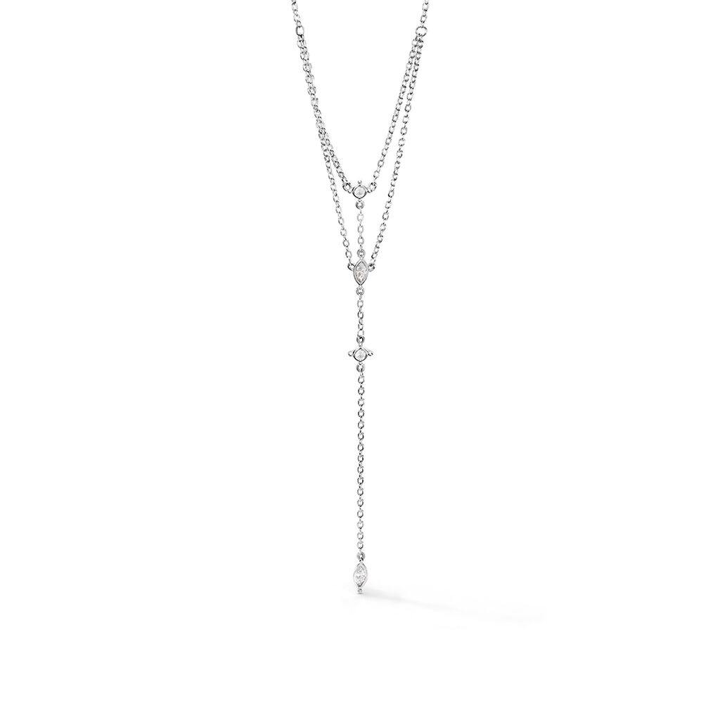 Collier Cravate Argent Blanc Syrielle Oxyde De Zirconium - Colliers avec pierres Femme | Marc Orian