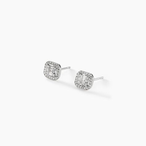 Boucles D'oreilles Puces Collection 1986 Or Blanc Diamant - Boucles d'oreilles pierres précieuses Femme | Marc Orian