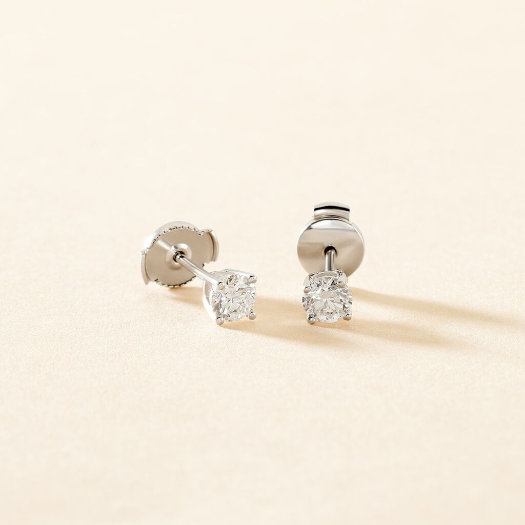 Boucles D'oreilles Puces Aphrodite Or Blanc Diamant - Puces Homme | Marc Orian