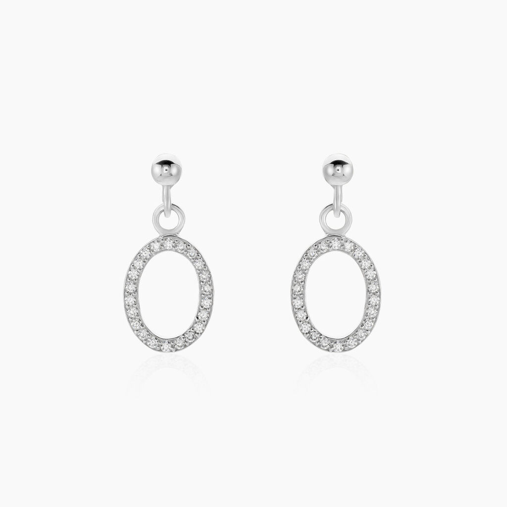 Boucles D'oreilles Pendantes Kimber Argent Blanc Oxyde De Zirconium - Pendantes Femme | Marc Orian