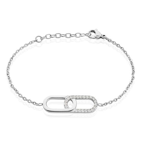 Bracelet Rekia Acier Blanc Strass - Bracelets Anneaux Entrelaces Femme | Marc Orian