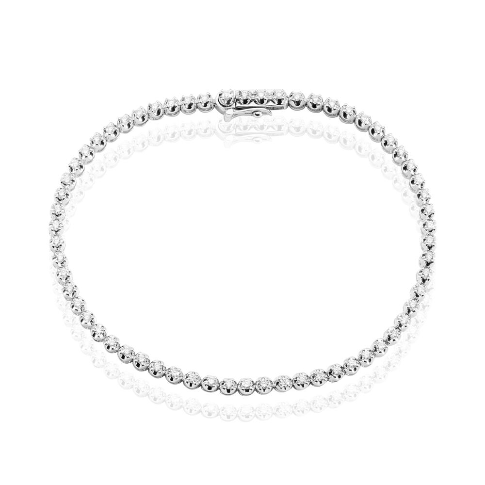 Hope The Diamond Store  Bracelet diamant sur cordon Coeur 010 Carat  Or  18k