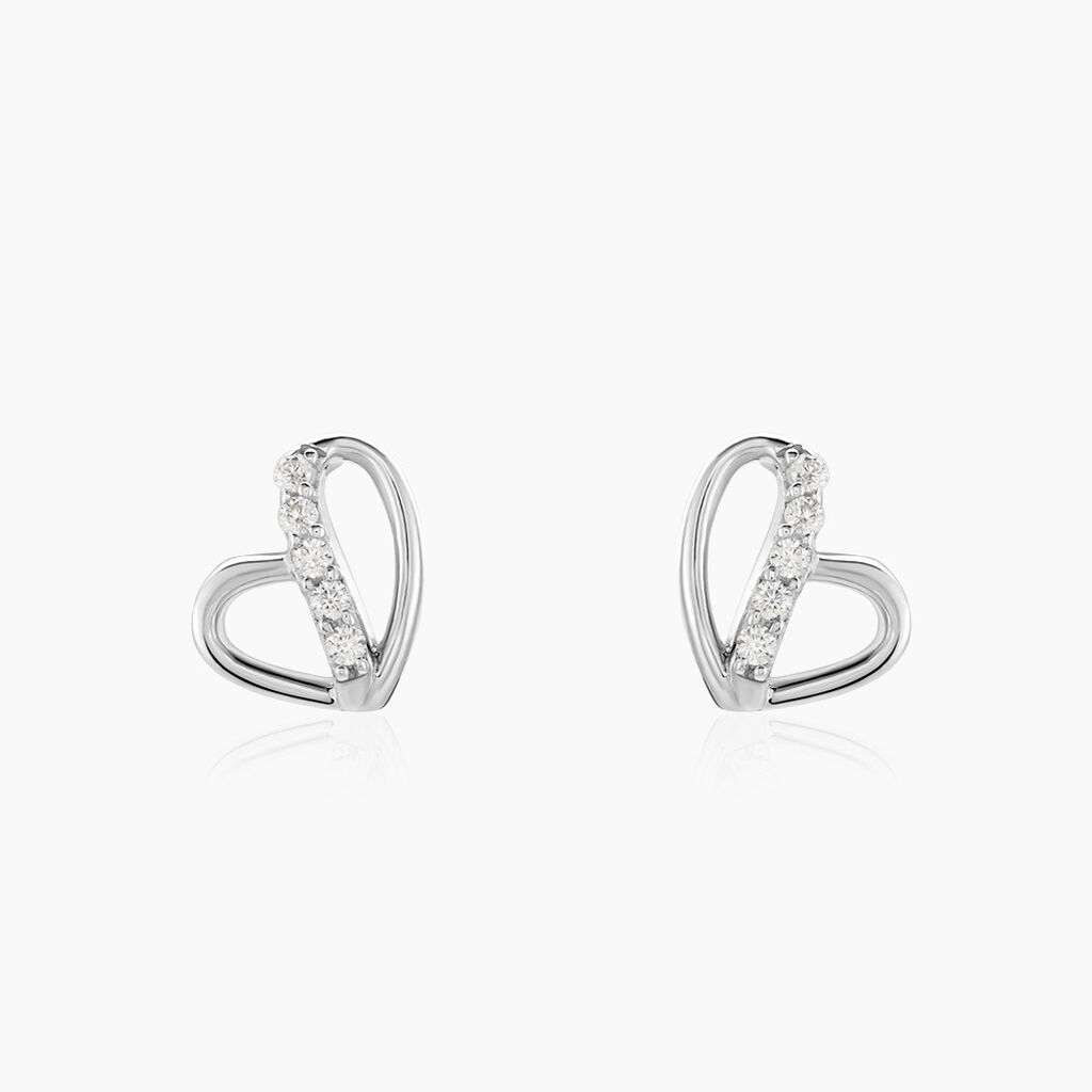 Boucles D'oreilles Puces Arika Argent Blanc Oxyde De Zirconium - Puces Femme | Marc Orian