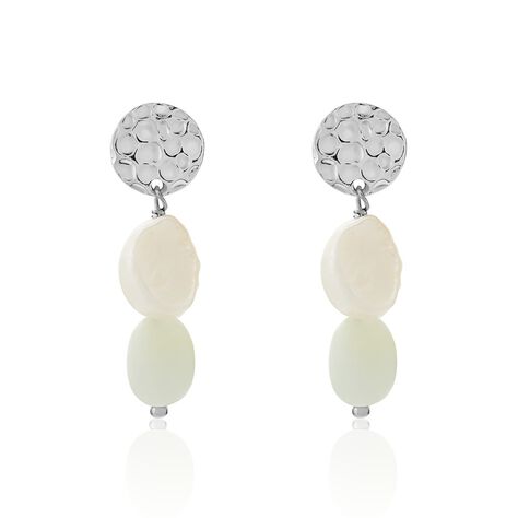 Boucles D'oreilles Pendantes Aroha Argent Blanc Amazonite Perle - Pendantes Femme | Marc Orian