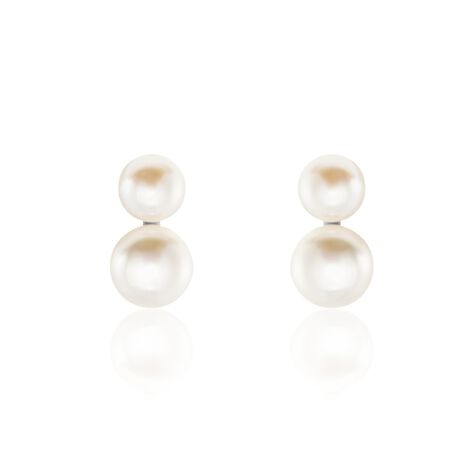 Boucles D'oreilles Clips Argent Blanc Viano Perles Oxydes - Puces Femme | Marc Orian