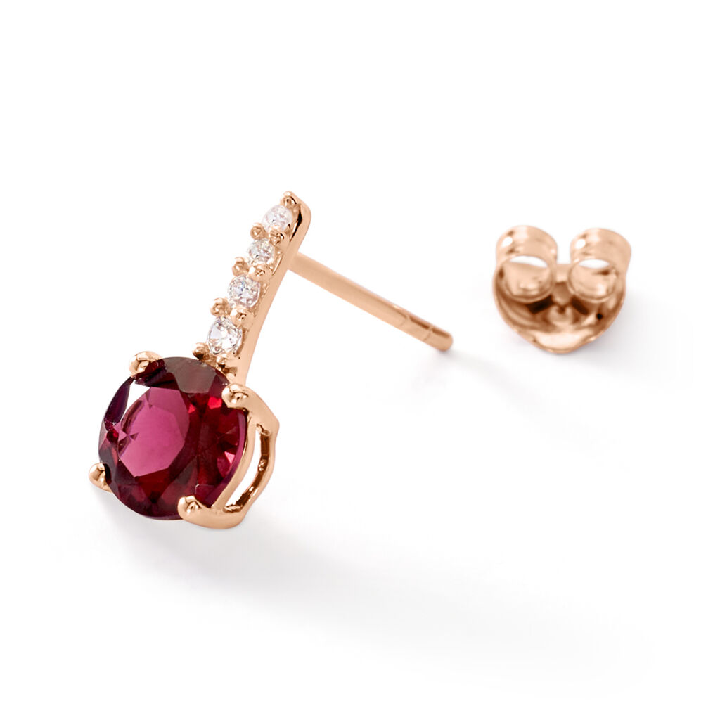 Bijoux D'oreilles Monroe Or Rose Rhodolite Oxyde De Zirconium - Puces Femme | Marc Orian