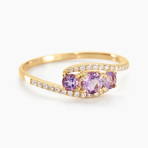 Bague Chloe Or Jaune Amethyste Et Oxyde De Zirconium - Bagues pierres fines Femme | Marc Orian