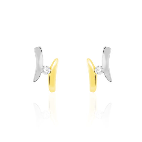 Boucles D'oreilles Pendantes Ascagne Or Bicolore Oxyde De Zirconium - Pendantes Femme | Marc Orian