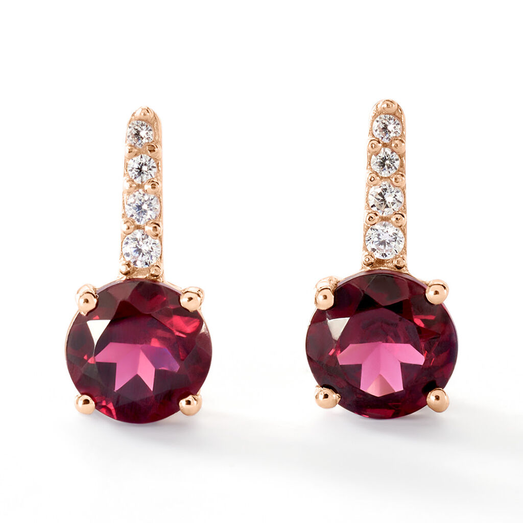 Bijoux D'oreilles Monroe Or Rose Rhodolite Oxyde De Zirconium - Puces Femme | Marc Orian