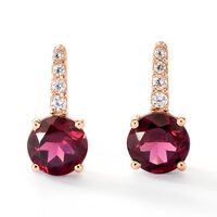 Bijoux D'oreilles Monroe Or Rose Rhodolite Oxyde De Zirconium