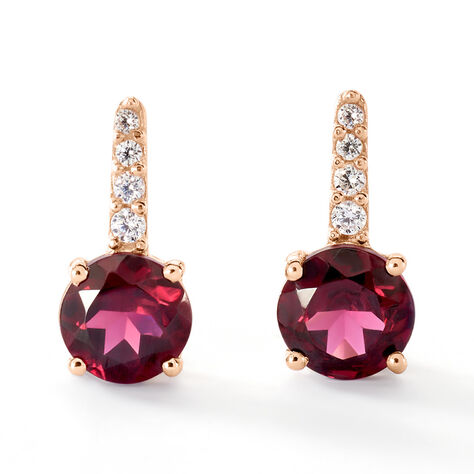 Bijoux D'oreilles Monroe Or Rose Rhodolite Oxyde De Zirconium - Puces Femme | Marc Orian