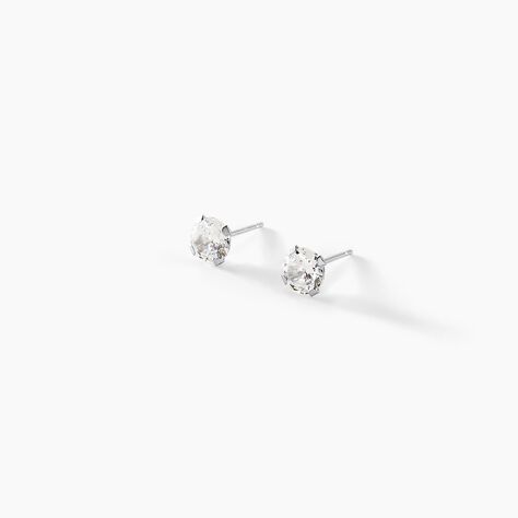 Boucles D'oreilles Puces Eddie Or Blanc Oxyde De Zirconium - Puces Femme | Marc Orian