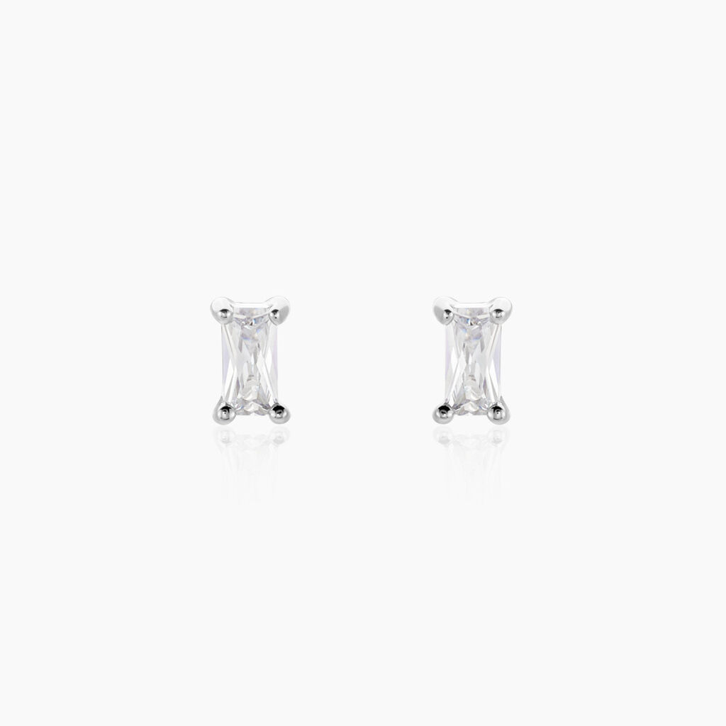 Boucles D'oreilles Puces Udia Argent Blanc Oxyde De Zirconium - Puces Femme | Marc Orian