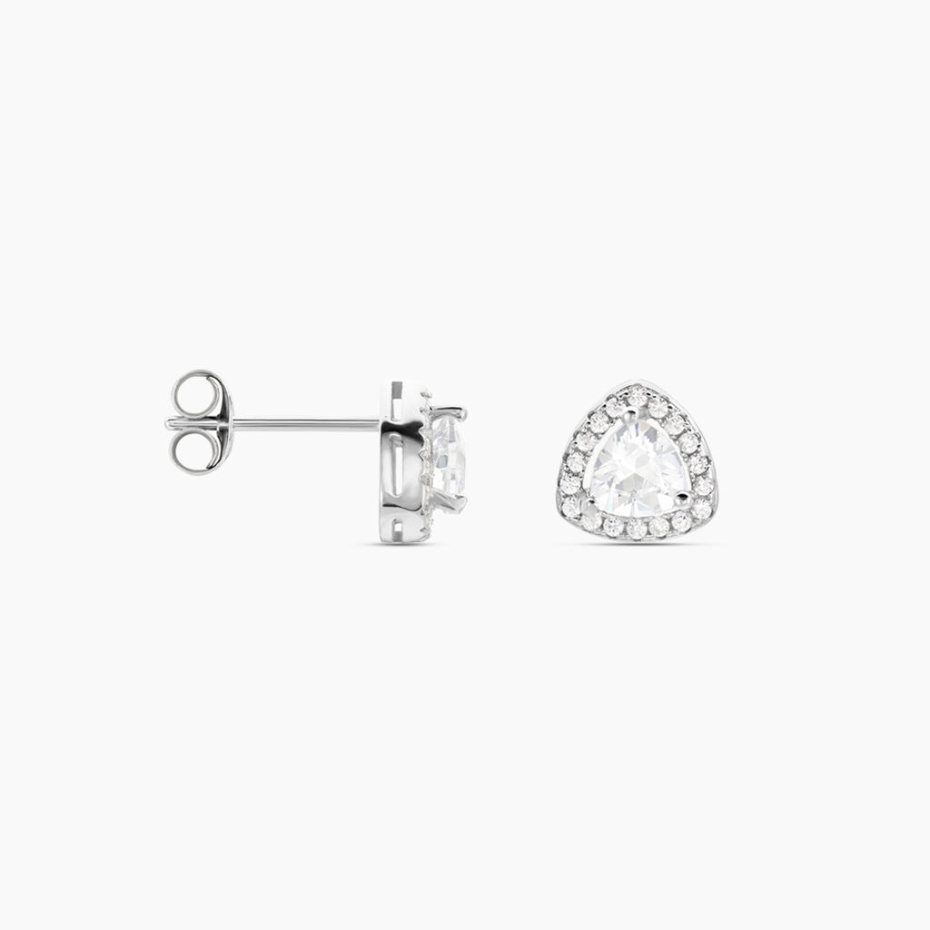 Boucles D'oreilles Puces Gorka Argent Blanc Oxyde De Zirconium - Puces Femme | Marc Orian