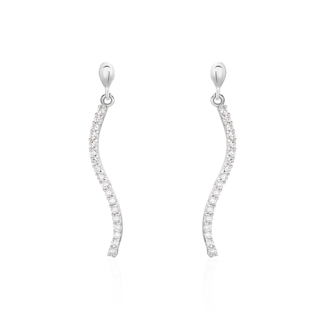 Boucles d'oreilles anneaux torsade avec motifs pour femme - Argent  sterling. Color: blanc | Doucet Latendresse