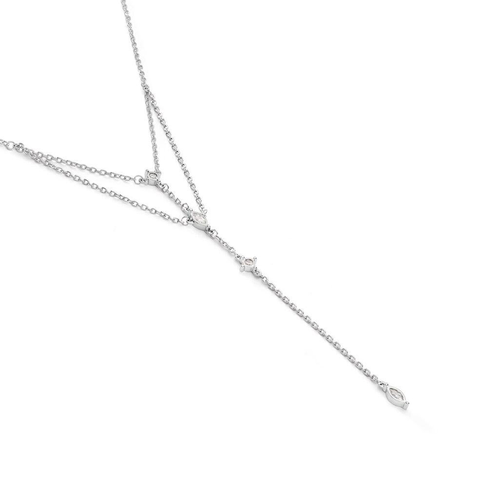 Collier Cravate Argent Blanc Syrielle Oxyde De Zirconium - Colliers avec pierres Femme | Marc Orian