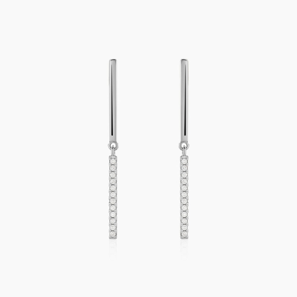 Boucles D'oreilles Pendantes Ilka Argent Blanc Oxyde De Zirconium - Pendantes Femme | Marc Orian