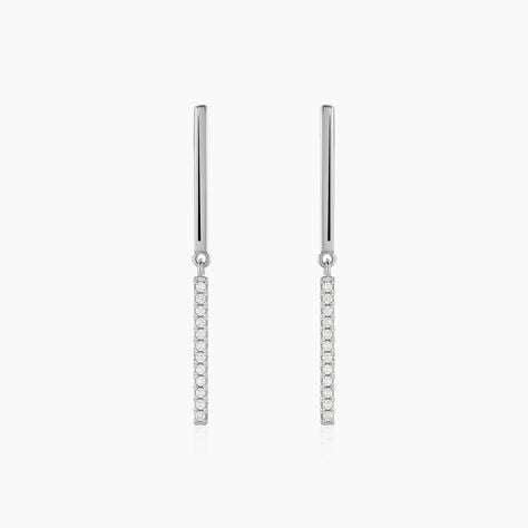 Boucles D'oreilles Pendantes Ilka Argent Blanc Oxyde De Zirconium - Pendantes Femme | Marc Orian